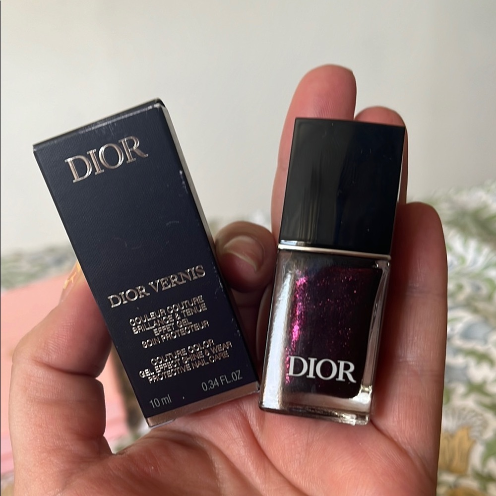 Dior Vernis Nail Polish Black Rivoli Shimmering Dark Purple NEW Authentic